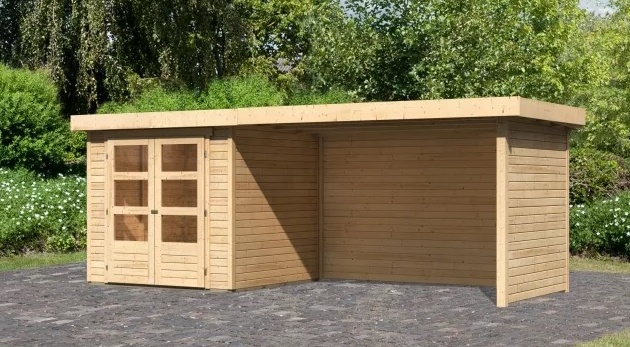 Drevený záhradný domček ASKOLA 2 s prístavkom 280 Lanitplast
