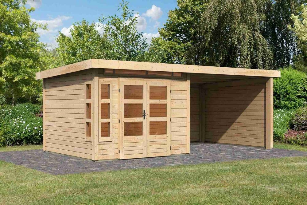 Drevený záhradný domček KASTORF 6 s prístavkom 320 Lanitplast
