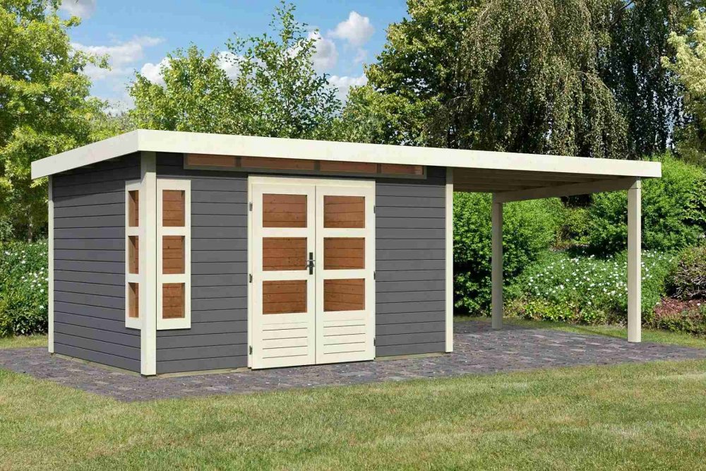 Drevený záhradný domček KASTORF 7 s prístavkom 320 Lanitplast
