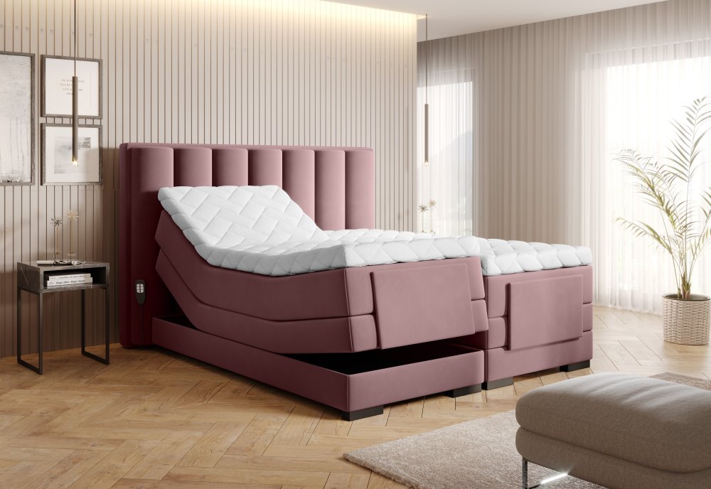 Elektrická polohovacia boxspringová posteľ VERONA Eltap Velvetmat 24 - ružová