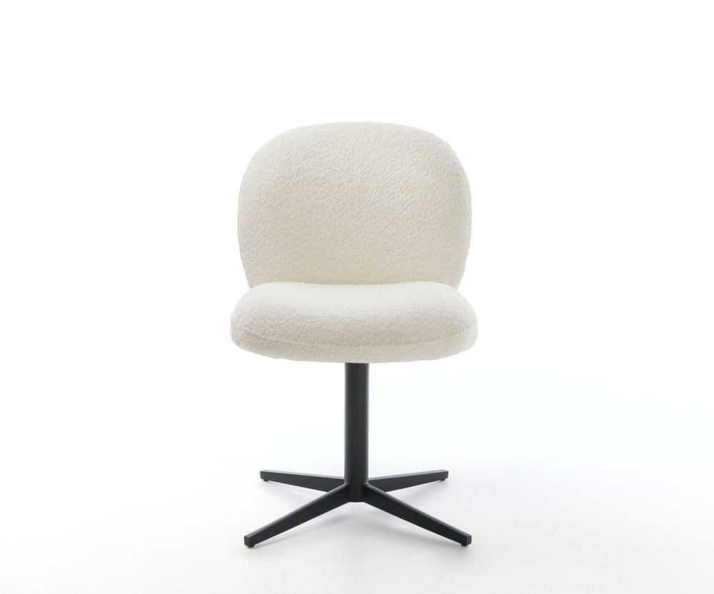 Jídelní židle Nube-Flex bouclé Bílá podnož černá otočná o 360° Obrázek