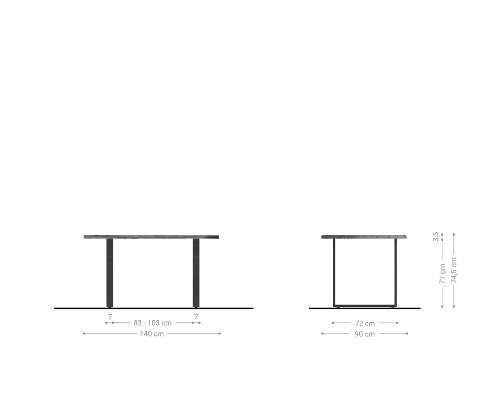 Jídelní stůl Edge 140x90 cm přírodní akácie kov černá Obrázek