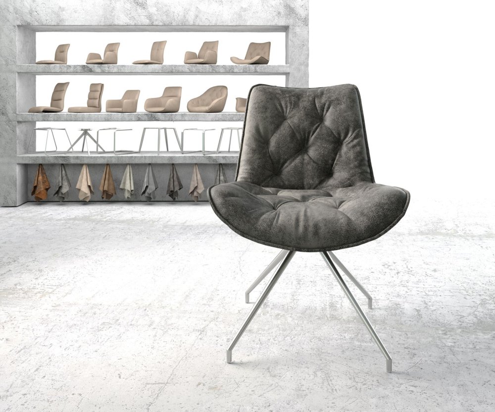 Otočná židle Taimi-Flex šedá vintage křížová podnož zúžená Obrázek