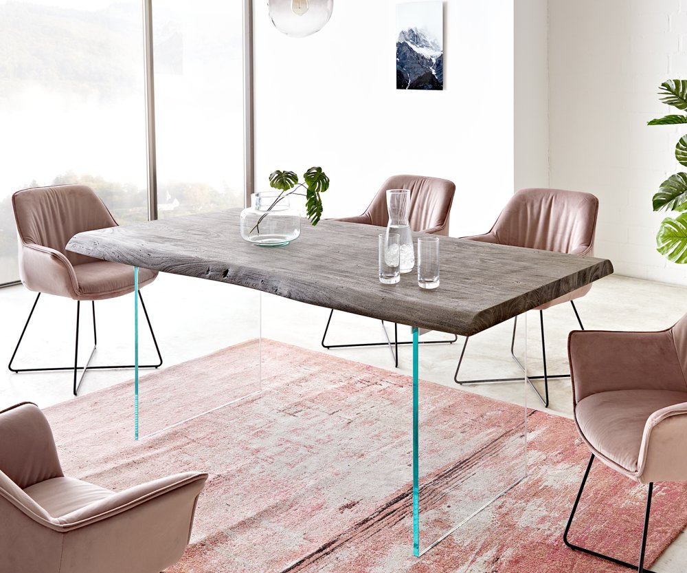 Jedálenský stôl Edge 180x90 cm XL akácia platina