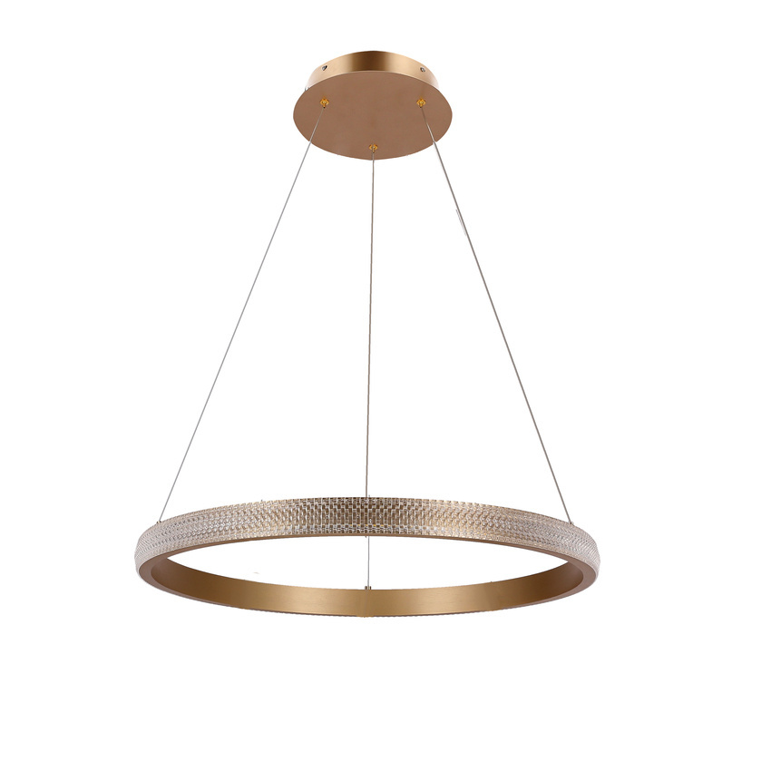 ZÁVESNÁ LAMPA HASHIM 60 CM MATNÁ TMAVO ZLATÁ 34W LED KRYŠTÁLY ČÍRE