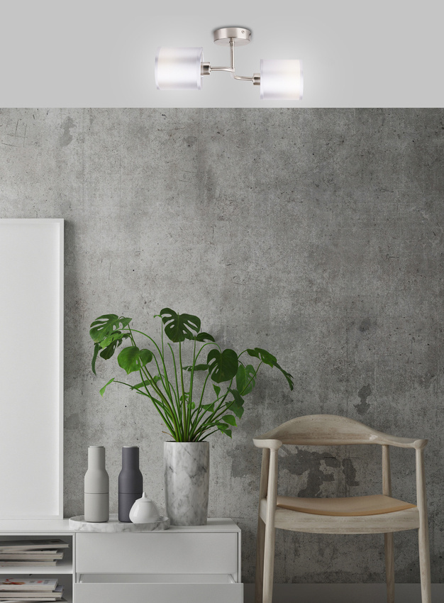 Dvojitá nástenná lampa, saténovo-niklové tkané tienidlo, 2x40W, Saxofón