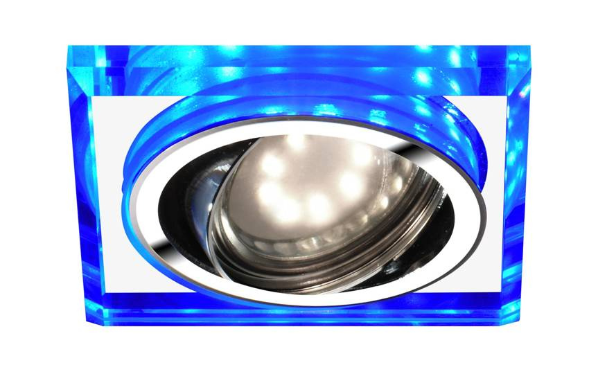 Stropné bodové svietidlo Ssu-22 Ch/Tr+Bl Gu10 50W+Led Smd 2 1W Modrá 230V Chróm