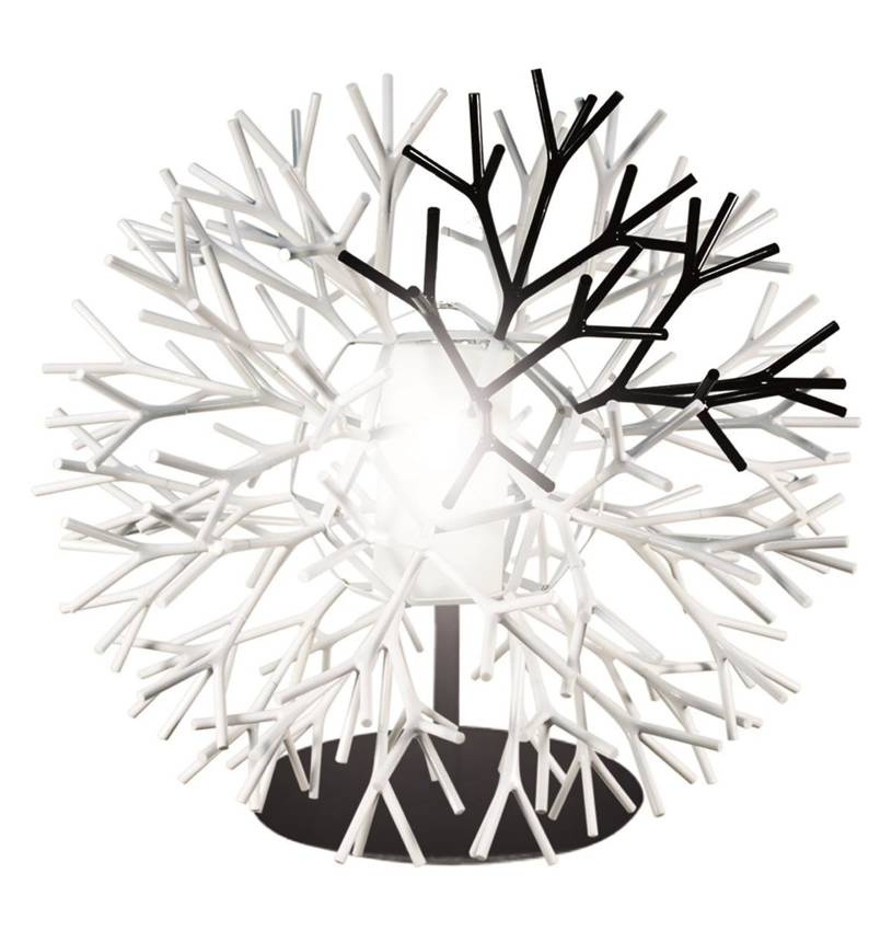 Stolová lampa Tree čiernobiela E27 60W koralová