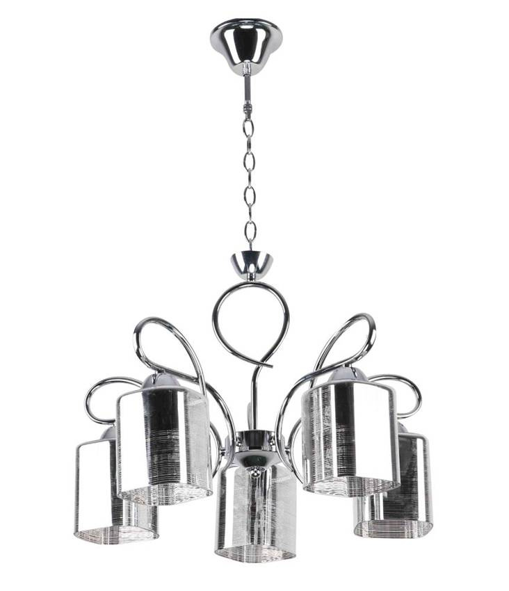 Závesná lampa 5xE27 Italo, chróm + strieborná