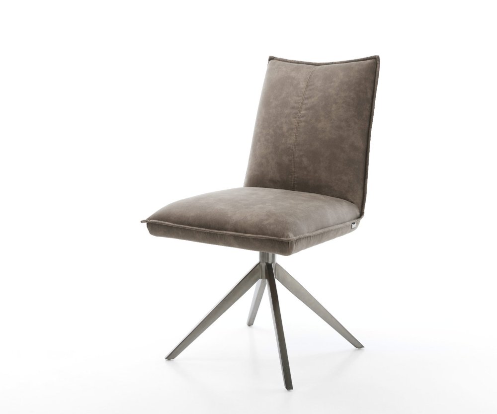 Otočné kreslo Lelio-Flex mikrovlákno taupe vintage krížový rám široký