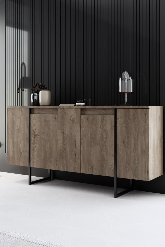 Konzolový stolík Luxe - Walnut, Black