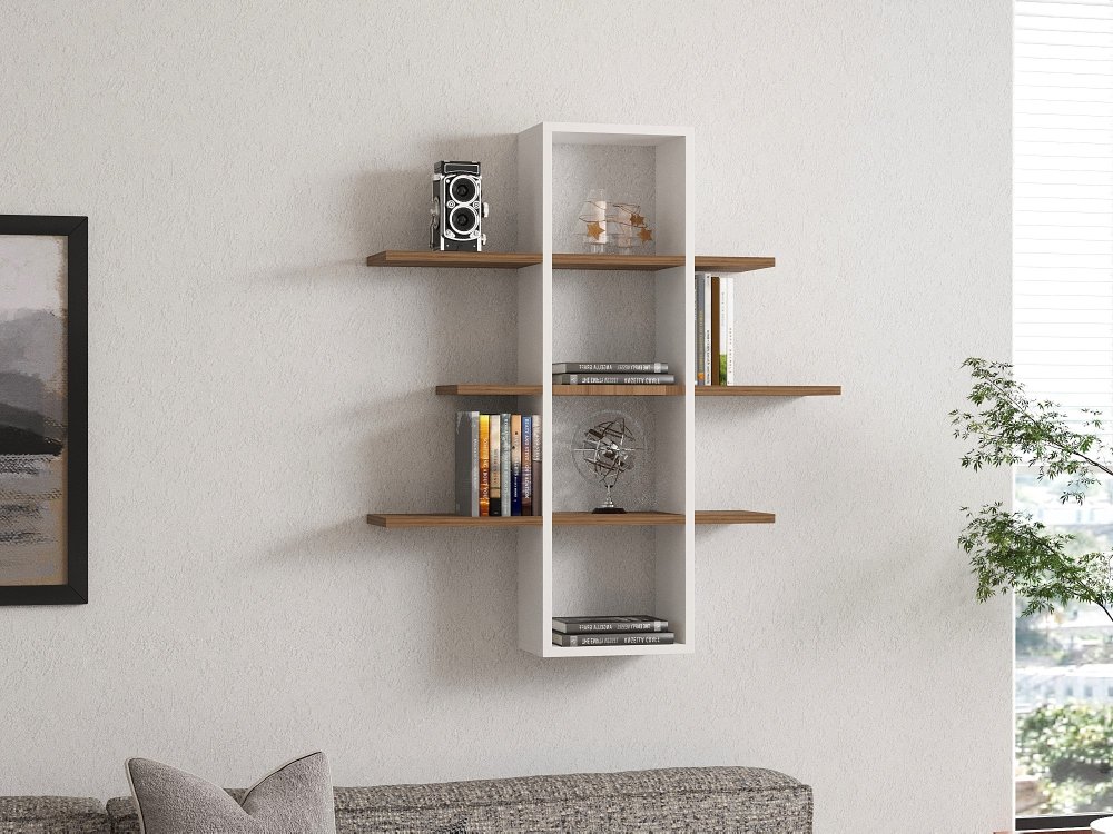 Nástenná polica Ardo - Walnut, White