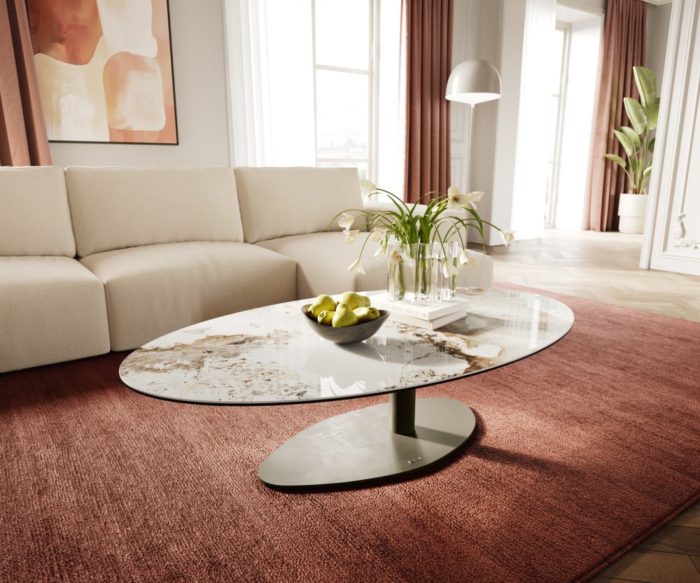 Konferenčný stolík Edge oválny 140x80 cm keramika Minas Melange Vibany