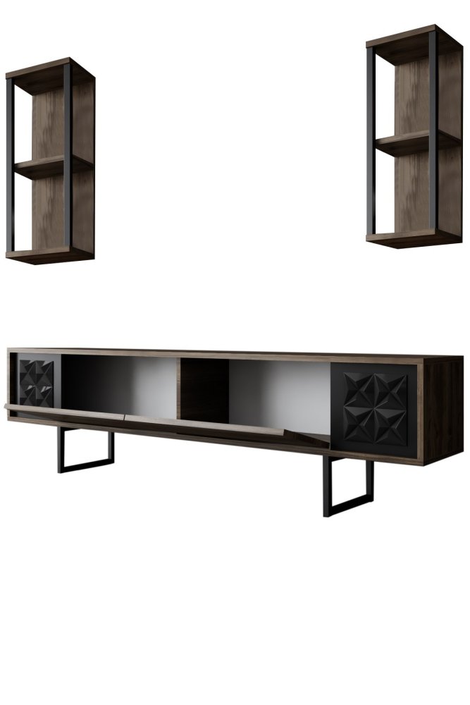Living Room Furniture Set Black Line Set - Walnut, Black (obrázek 8)