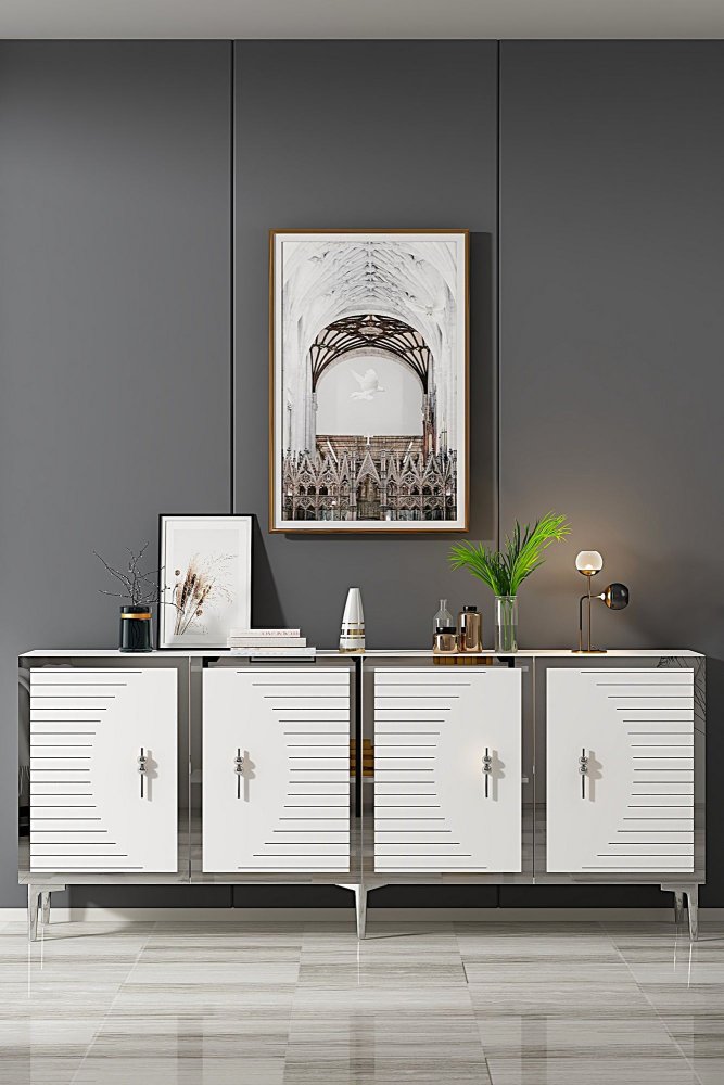 Konzolový stolík Tuna 180 - White, Silver