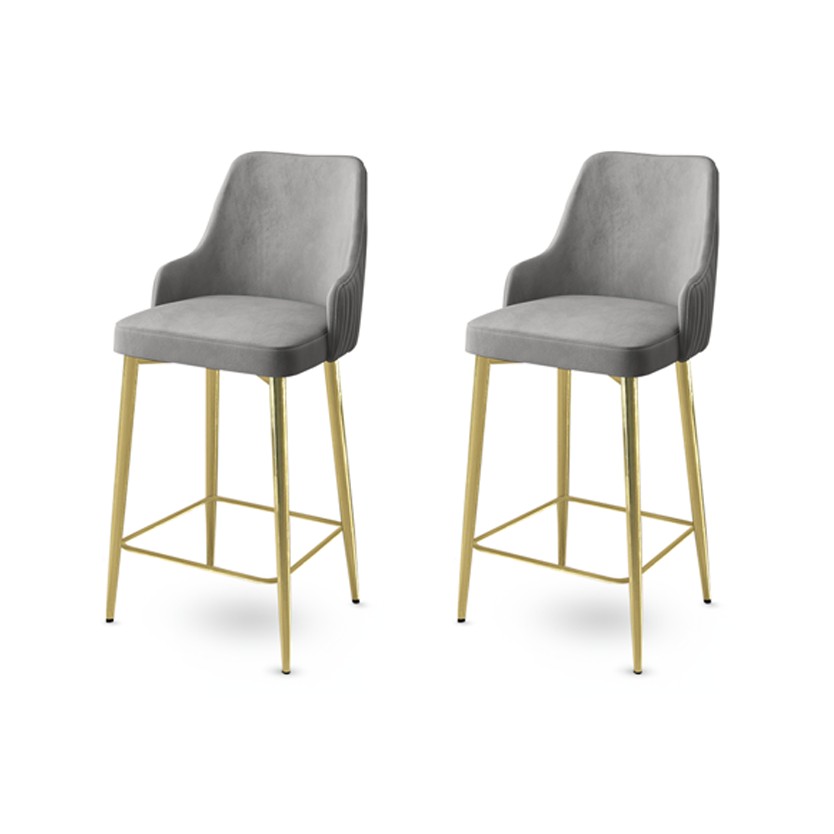 Bar Stool Set (2 Pieces) Enox - Grey, Gold