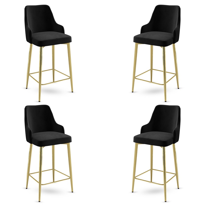 Bar Stool Set (4 Pieces) Enox - Black, Gold