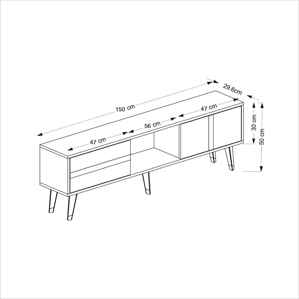 TV stolík Vania - White, Silver