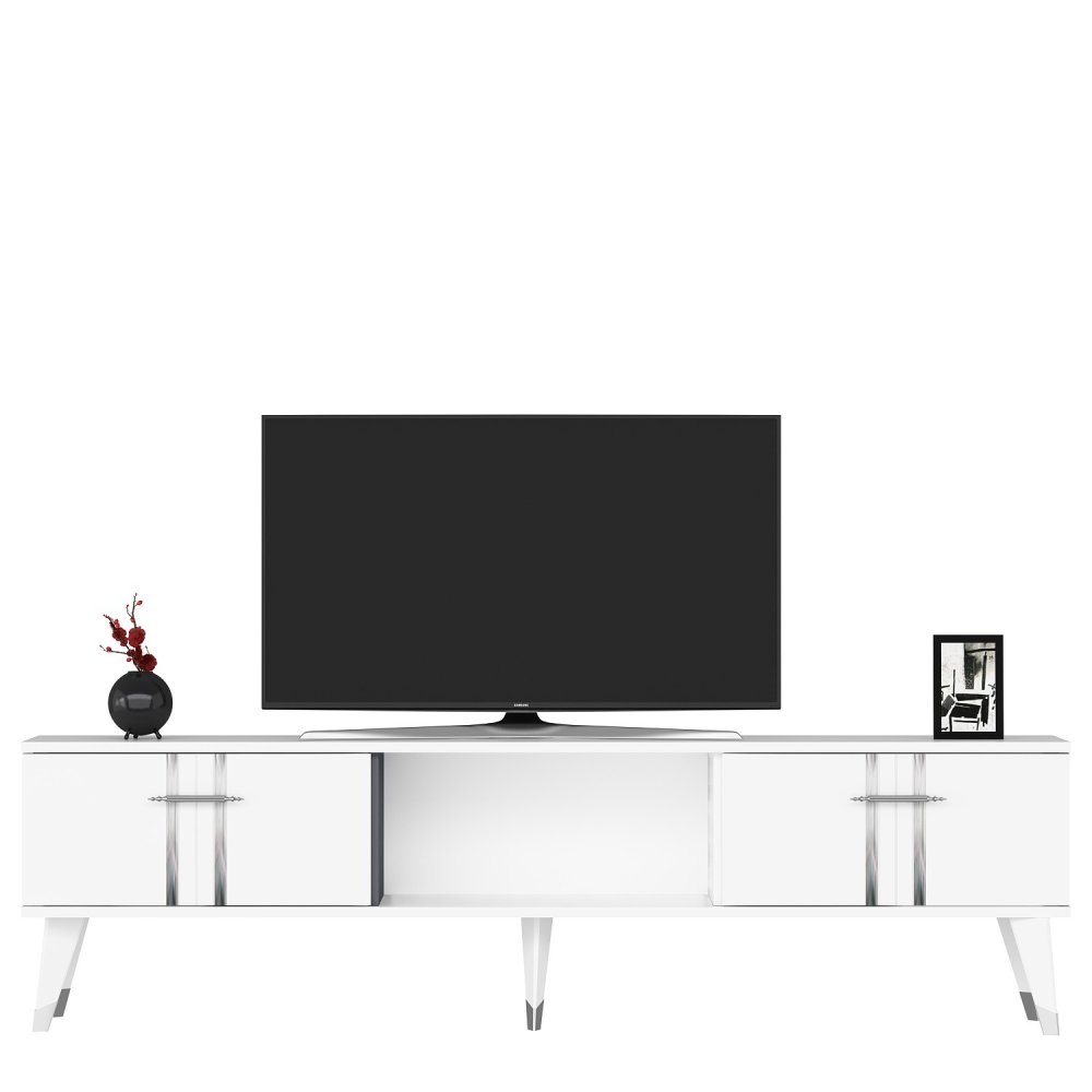 TV stolík Asel - White, Silver