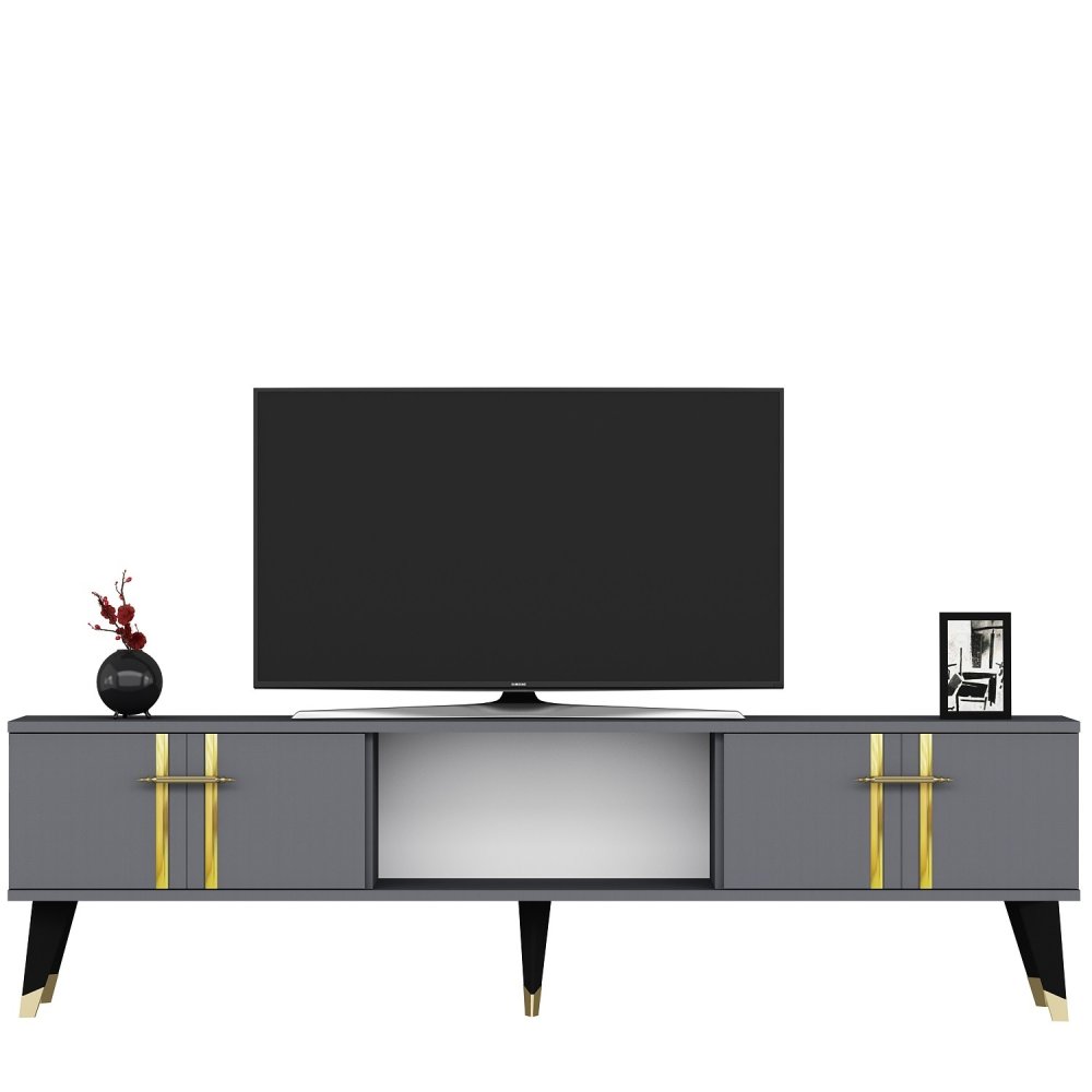 TV stolík Asel - Anthracite, Gold