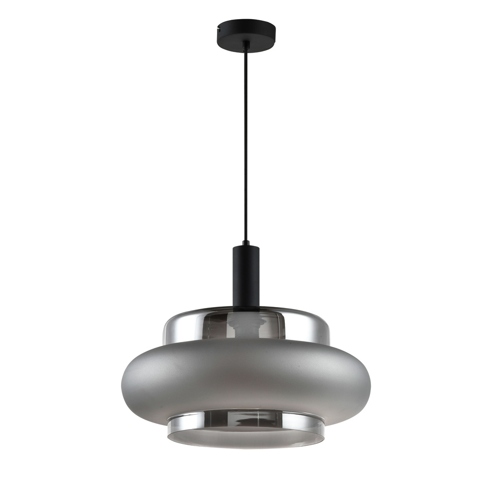 Levně Lampa wisząca Brizi szklana czarna z dymionym kloszem do jadalni nad stół