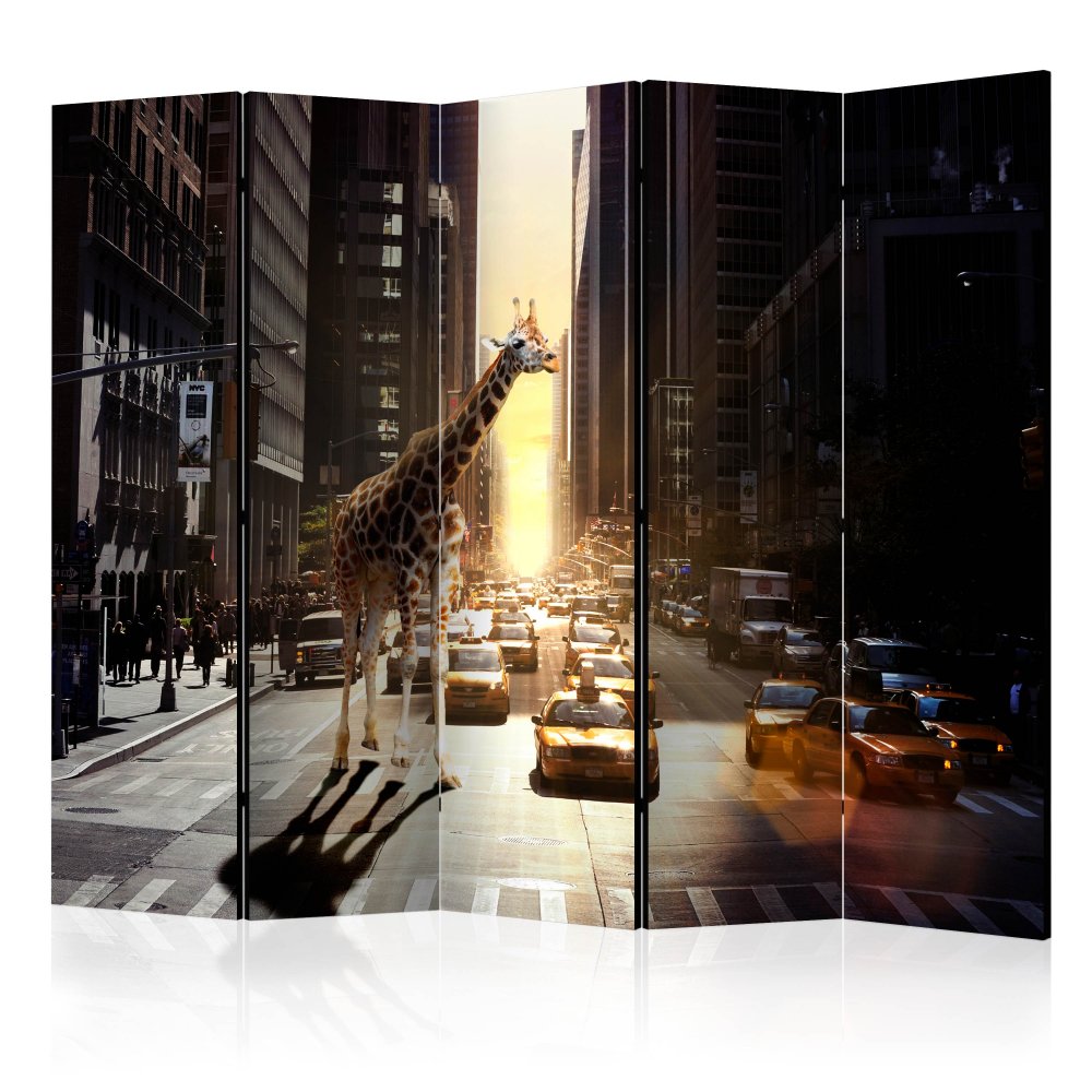 E-shop Paraván Giraffe in the Big City Dekorhome 225x172 cm (5-dielny)