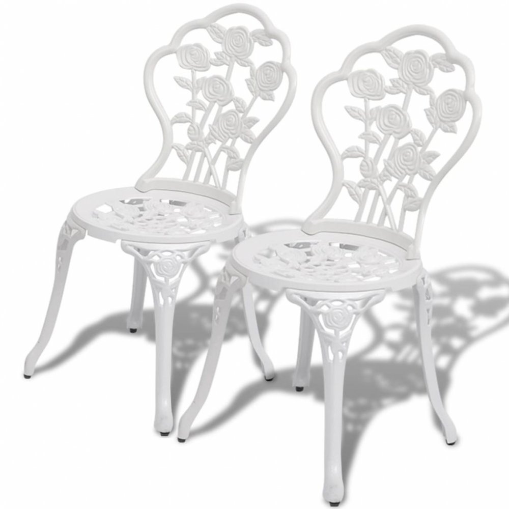 E-shop Záhradné bistro stoličky 2 ks liaty hliník Biela