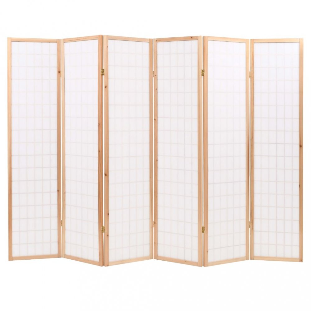 Paraván 6dílný dřevo / papír Dekorhome Bílá Obrázek