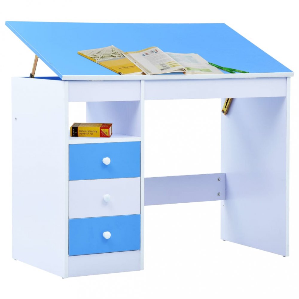 E-shop Detský písací stôl náklopný Dekorhome Modrá
