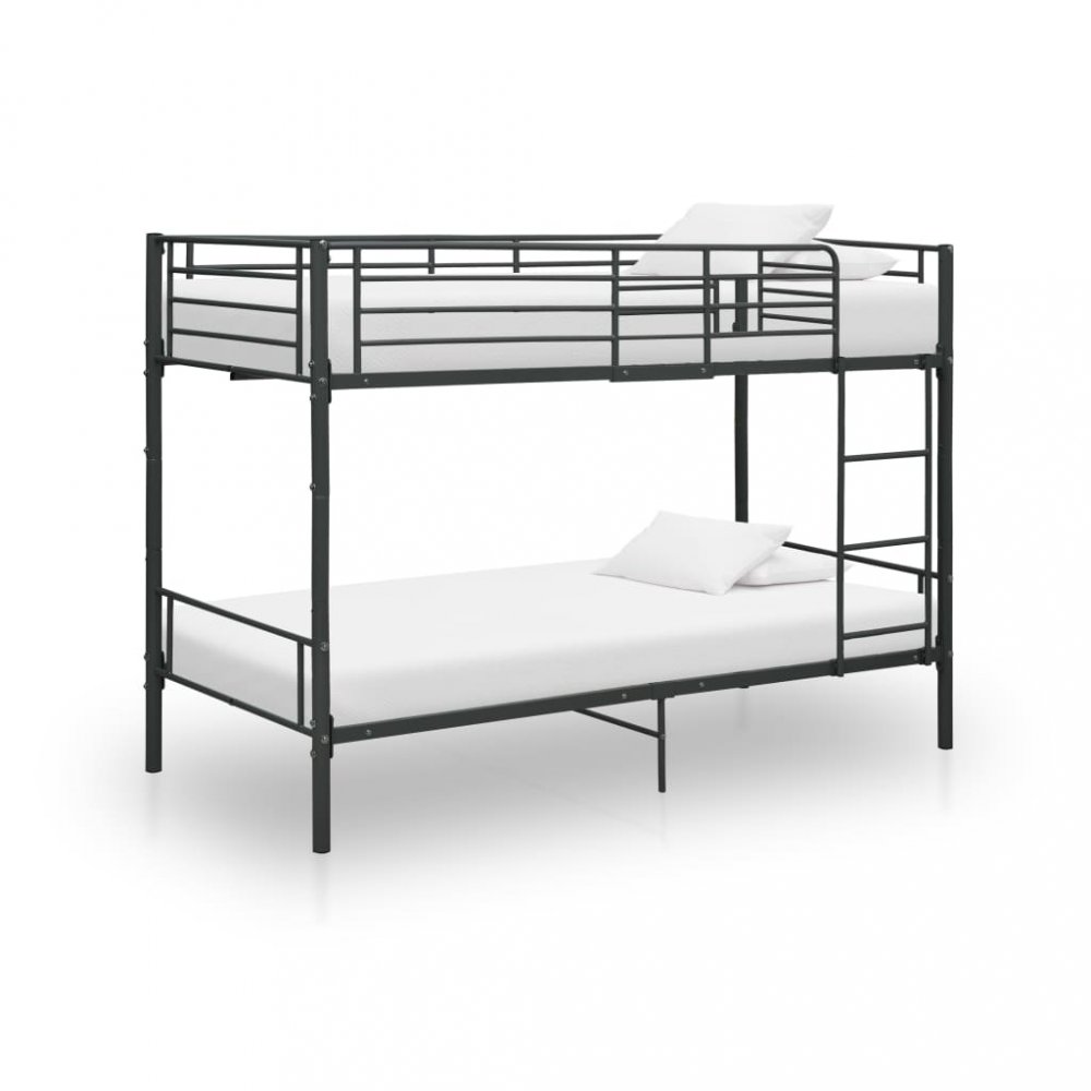 E-shop Patrová postel 90x200 cm kov  Černá,Patrová postel 90x200 cm kov  Černá