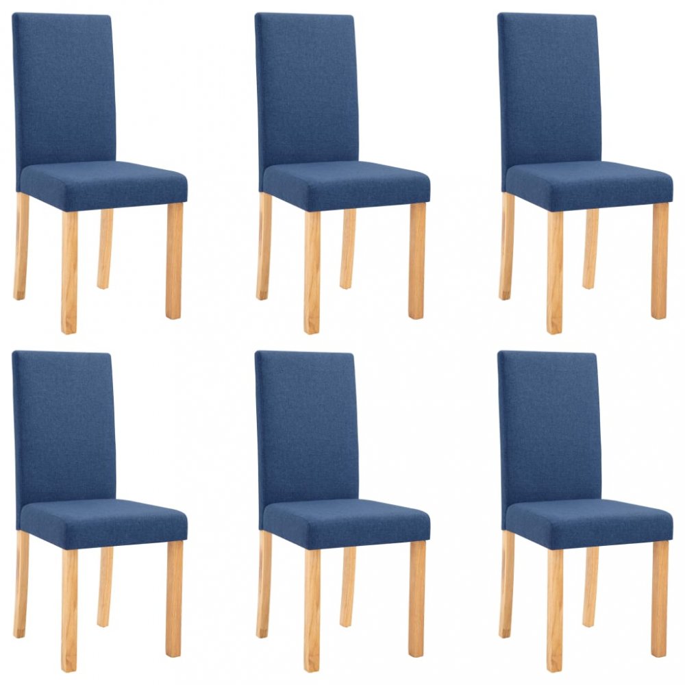 Jídelní židle 6 ks látka / dřevo Dekorhome Modrá