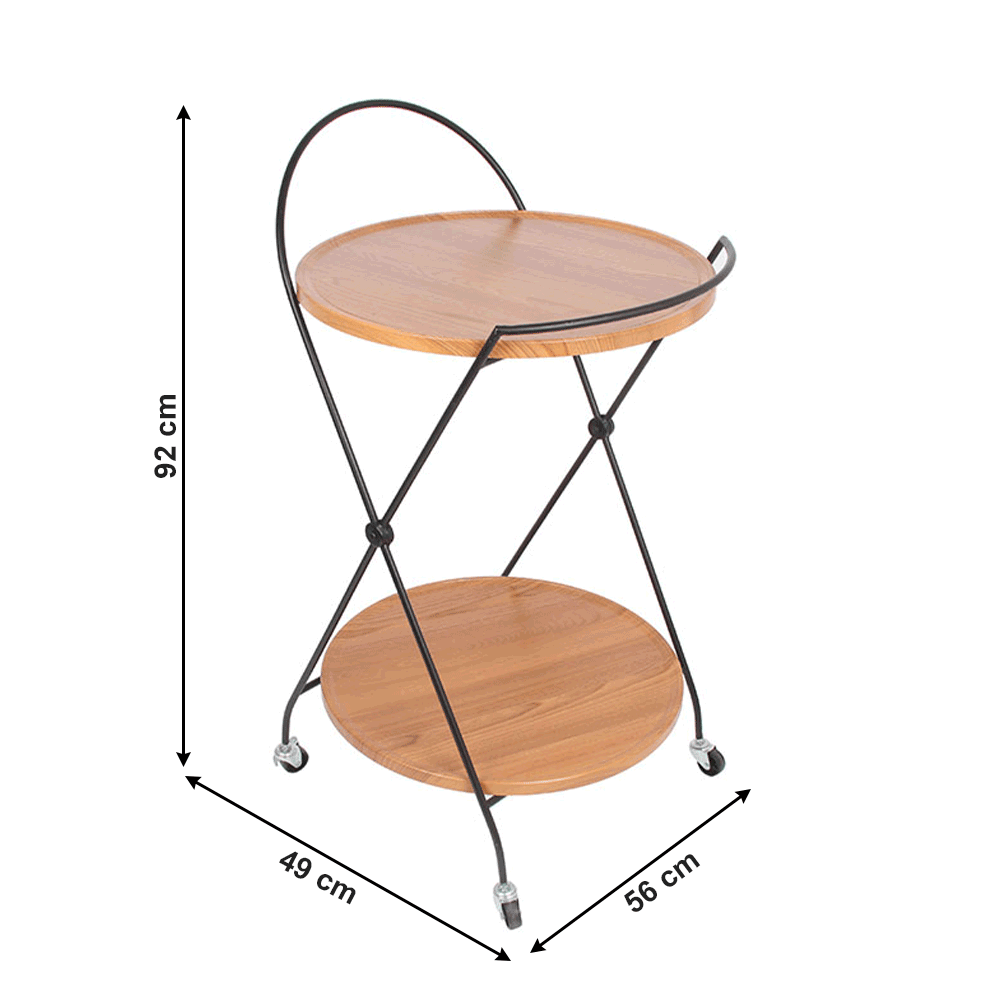 Obrázok Servírovací vozík, svetlý orech/čierna, MEDARO