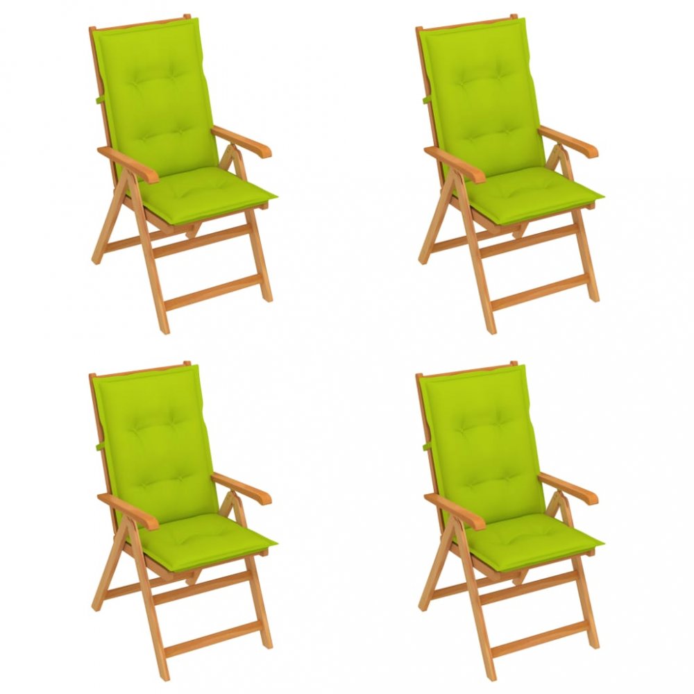 Skladacia záhradná stolička 4 ks s poduškami Dekorhome Svetlozelená