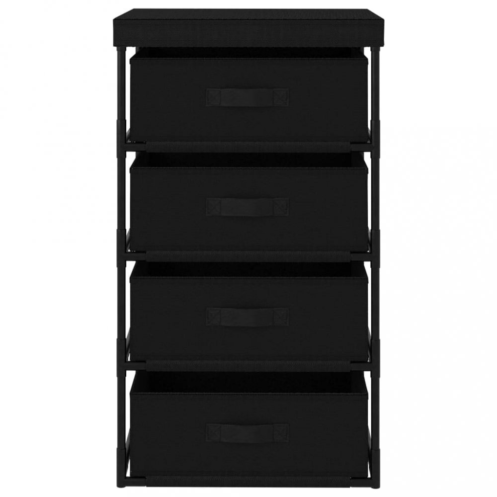 Regál se 4 košíky látka / kov Dekorhome Černá Obrázek