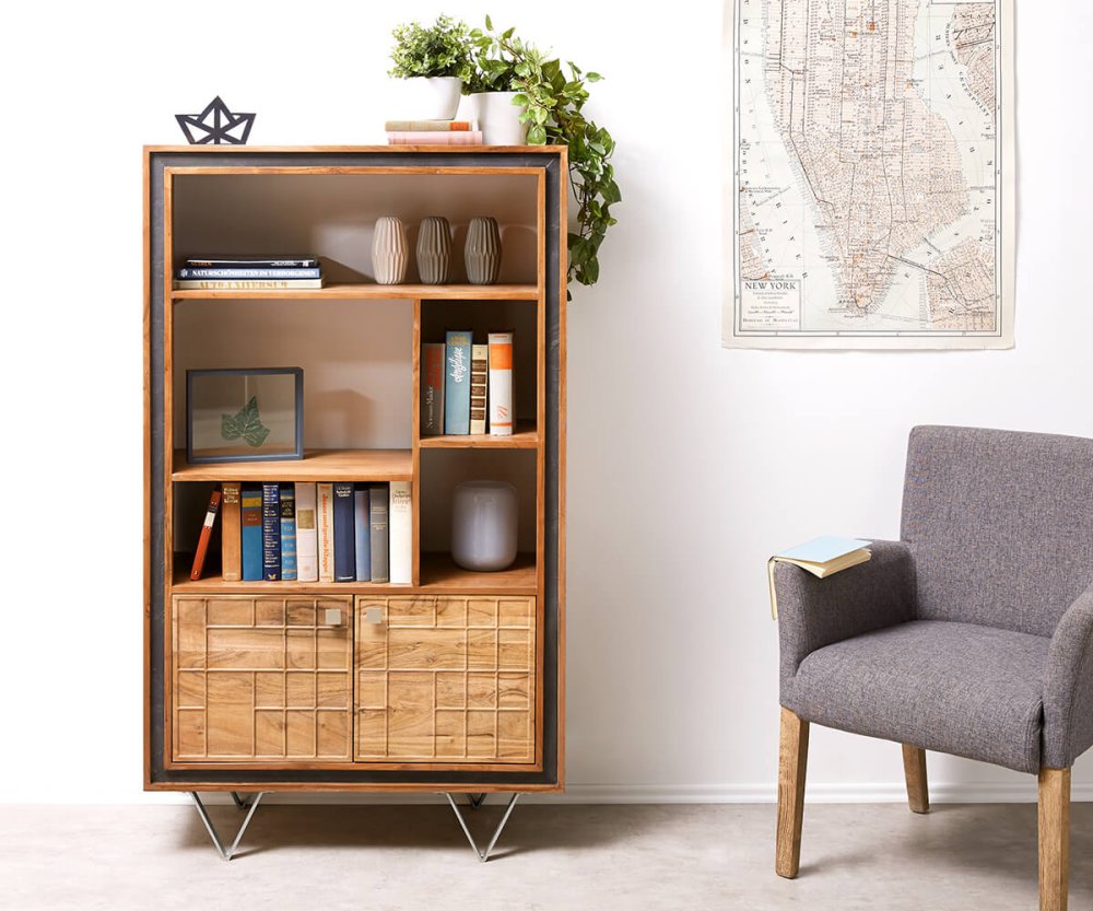 Skříň Stonegrace 88 cm akácie přírodní 3D 2 dvířka Obrázek