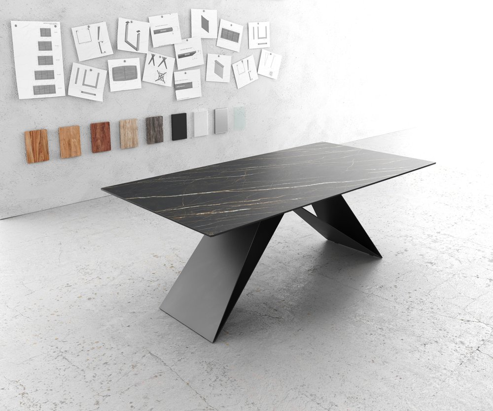 Jedálenský stôl Edge 200x100cm Laminam® keramický hnedý podstavec