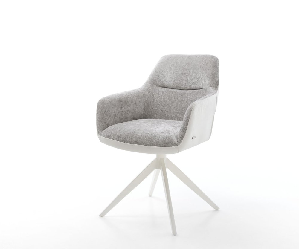 Jedálenská stolička Pejo-Flex mix materiálov pravá koža biela