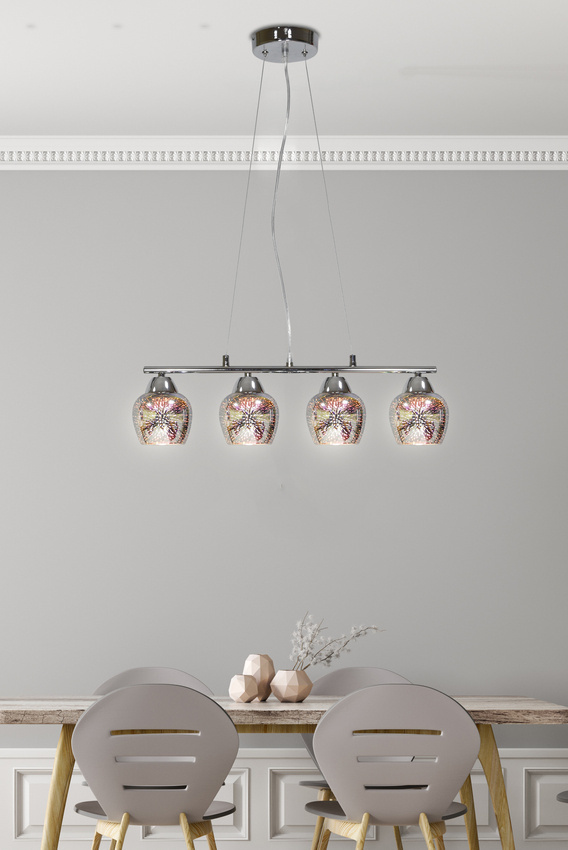 Nastaviteľná závesná lampa s chrómovým 3D tienidlom zo skla Sirius