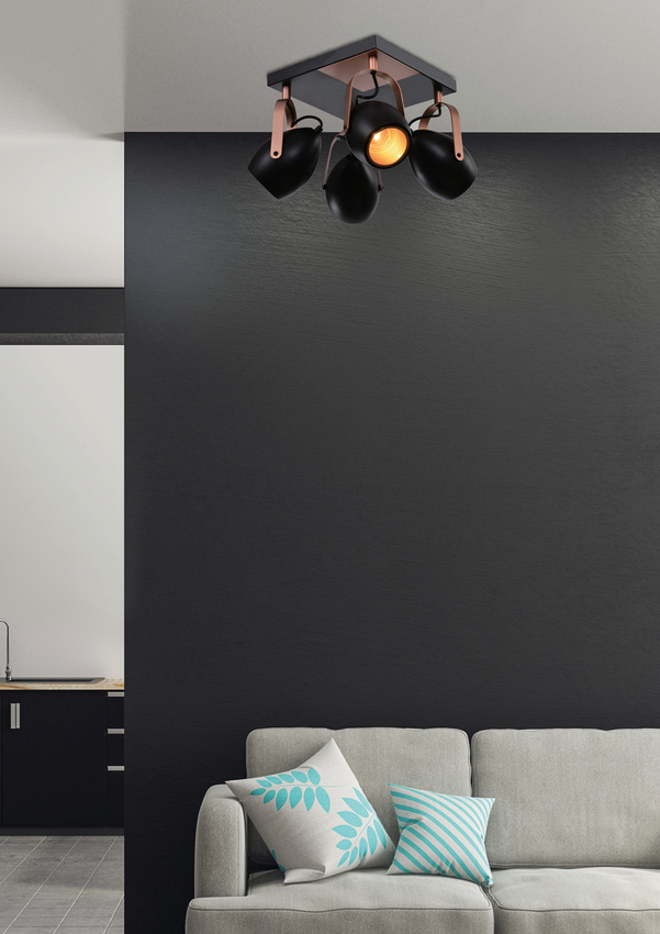 Čierno-medená nastaviteľná stropná lampa E14 4x40W Anica