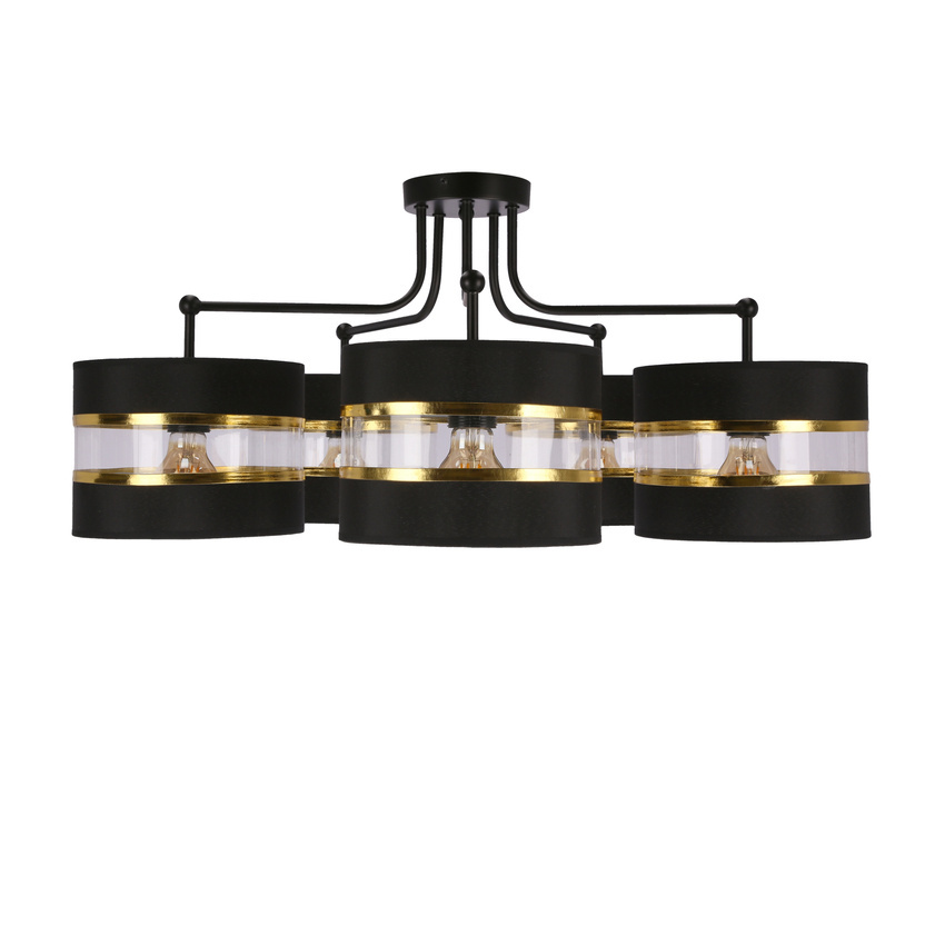 Závesná lampa Andy čierna, tienidlo E27, čierne+zlaté