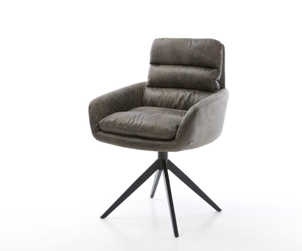 Abelia-Flex jedálenská stolička s podrúčkami sivá vintage krížová