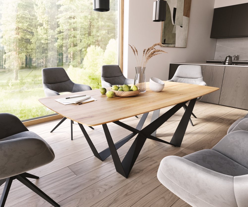 Jedálenský stôl Edge oválny 200x100x2,5-3 dub prírodný Spider plochá