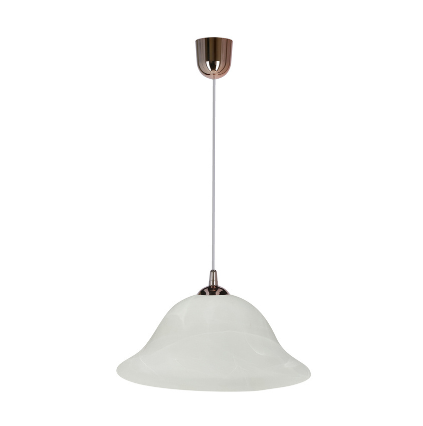 Závesná lampa Vera s medeným povrchom, 1x60W, E27, alabastrové tienidlo