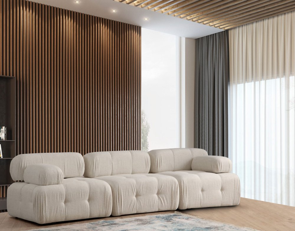 Trojmiestna pohovka Doblo 3 Seater ( L1-O1-1R) - Cream Bouclette