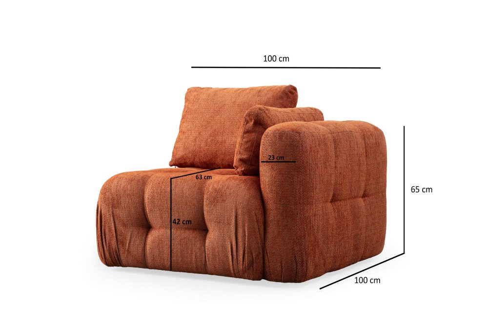 Rohová sedací souprava Amaris 3 Seater With Pouffe - Orange (obrázek 5)
