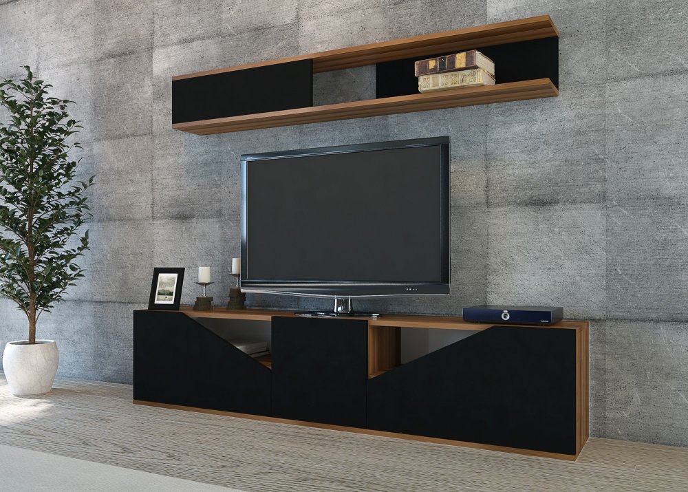 TV skrinka / Obývacia stena Taç - Walnut, Black