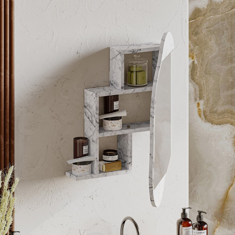 Koupelnová skříňka Cloud Storage Bathroom Wall Mirror - Carrara (obrázek 5)