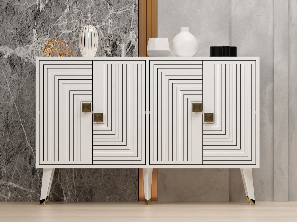 Konzolový stolek Ahart - White, Gold (obrázek 5)