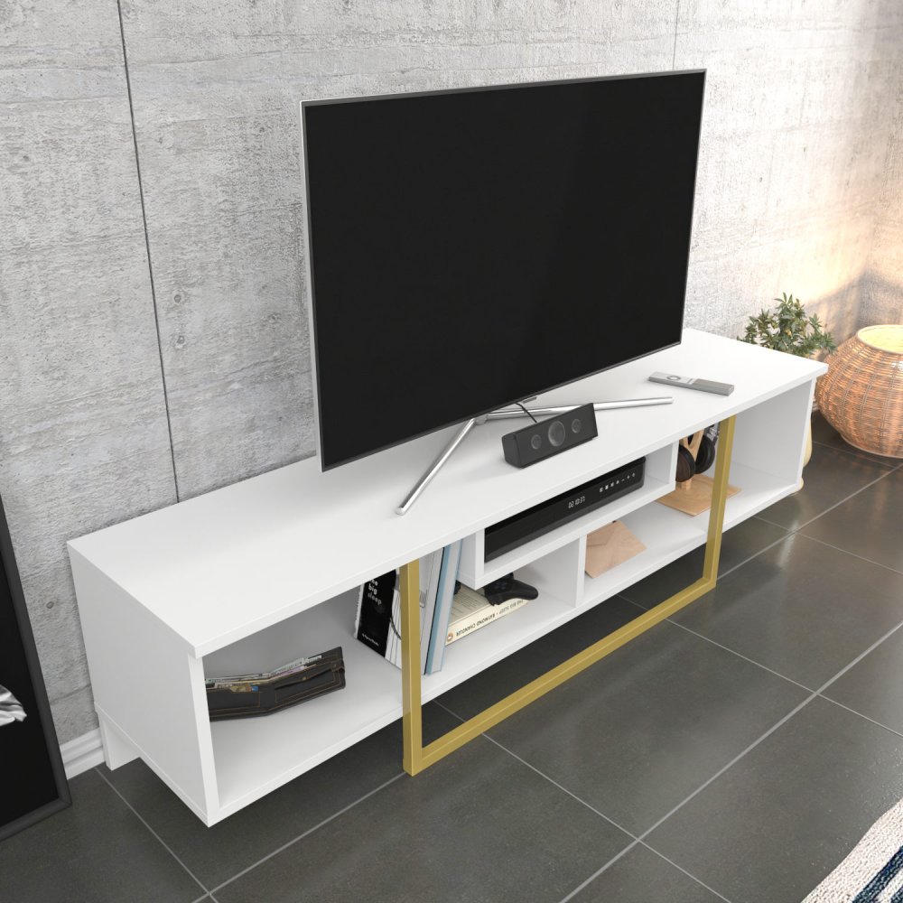 TV stolek Asal 150 - White, Gold (obrázek 5)