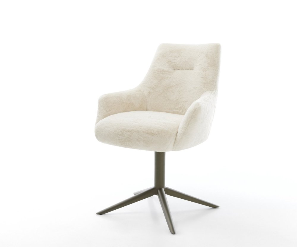 Jídelní židle Alja-Flex s područkami plyšový manšestr krémová